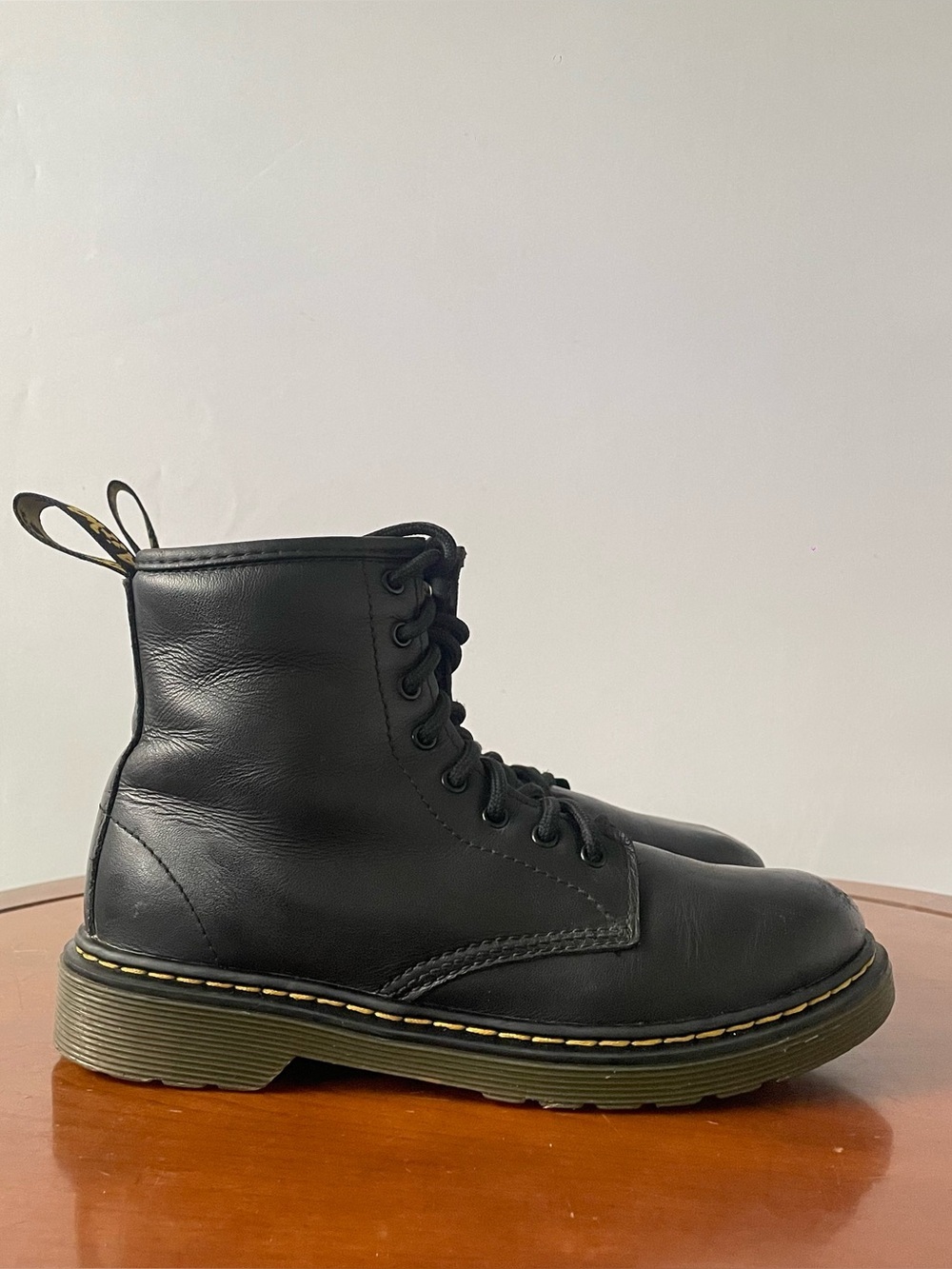 Dr. Martens Black Leather 1460 Zip Youth Boots | US 3